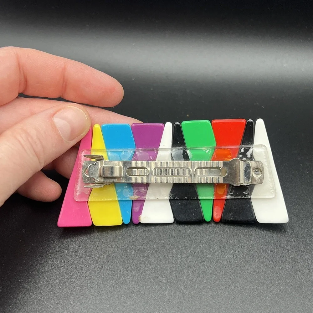 Vintage 80's Hair Clip Barrette Colorful‎ Geometric Shape 4